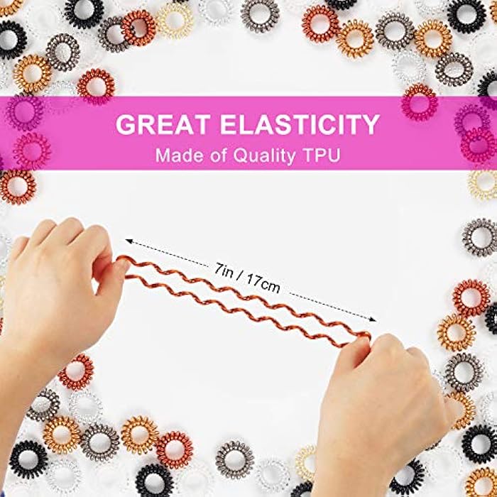 TailaiMei 20 Pcs Spiral Hair Ties, No Crease Coil Hair Ties, Phone Cord Hair Ties for Thick Hair - Women Ponytail Holder Elastics - Image 4